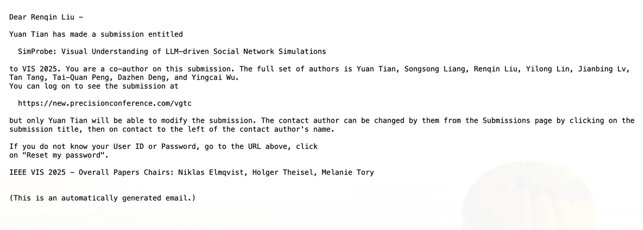 Co-author submission email